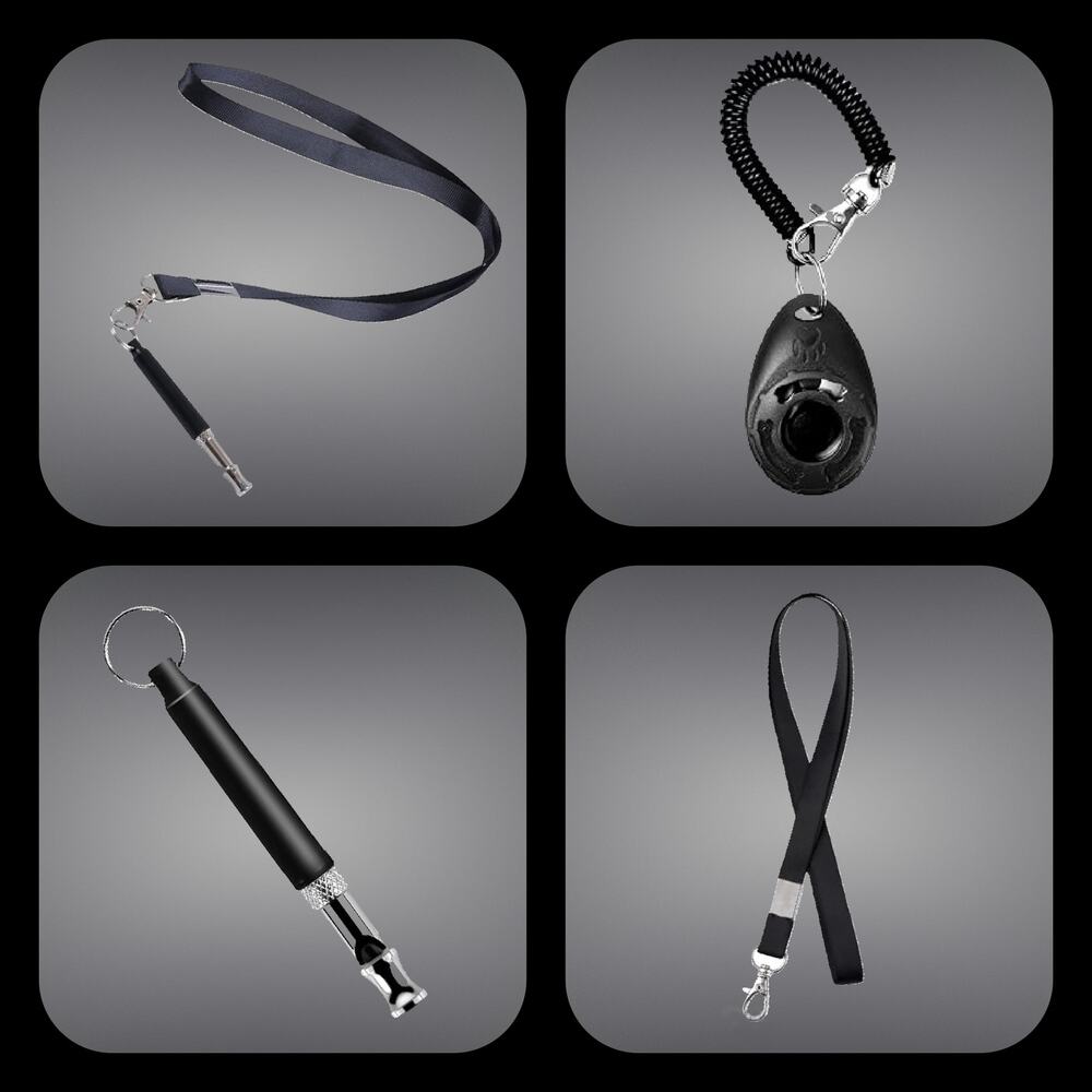 Black Ultrasonic Professional Dog Training Whistle and Training Clicker
